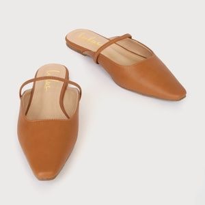 Mocha Squared-Toe Loafer Slides